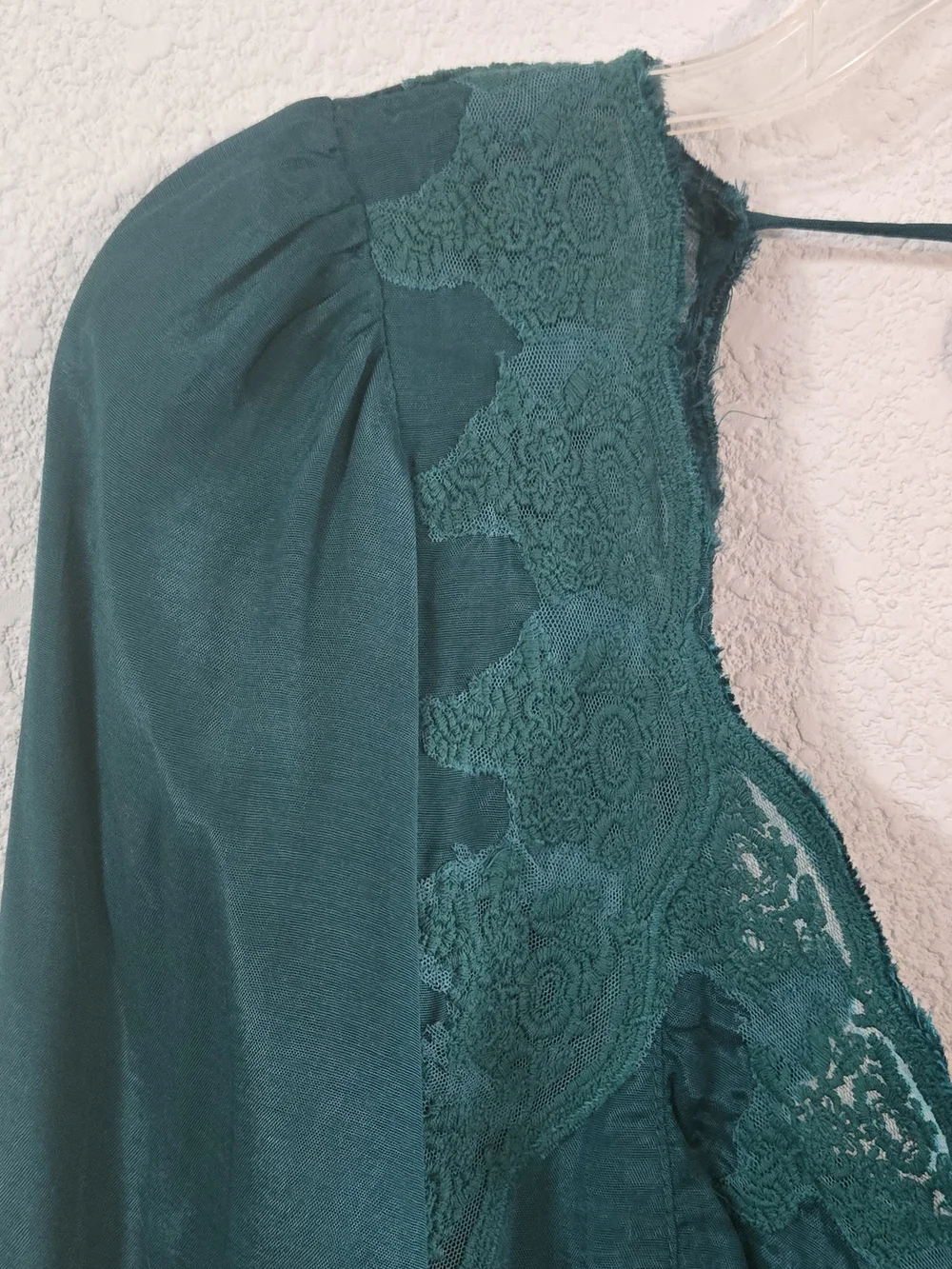 Free People Emerald Lace-Trim V-Neck Blouse